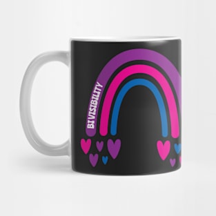 Bi Visibility Awareness Rainbow with hearts Mug